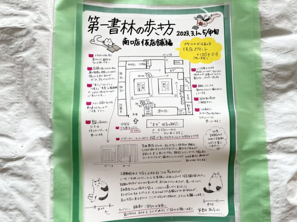 仮店舗への手書き案内