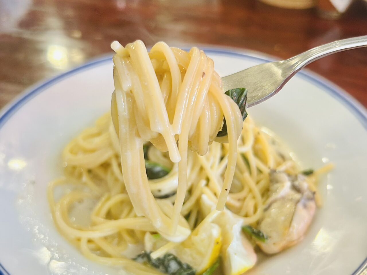 ランチのレモンクリームパスタ